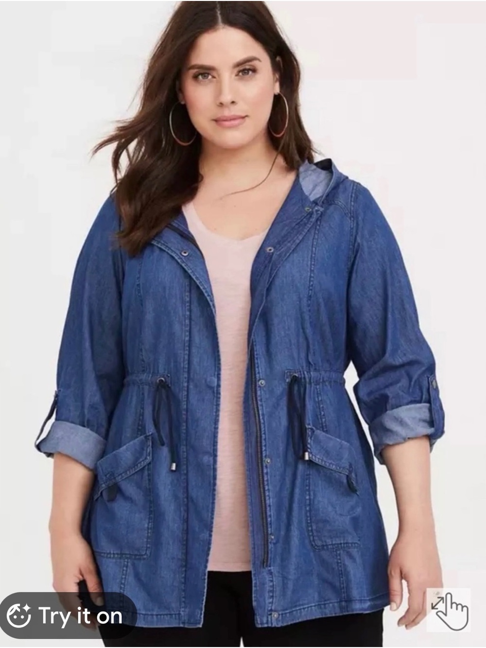 Torrid Blue Denim Hooded Utility Jacket